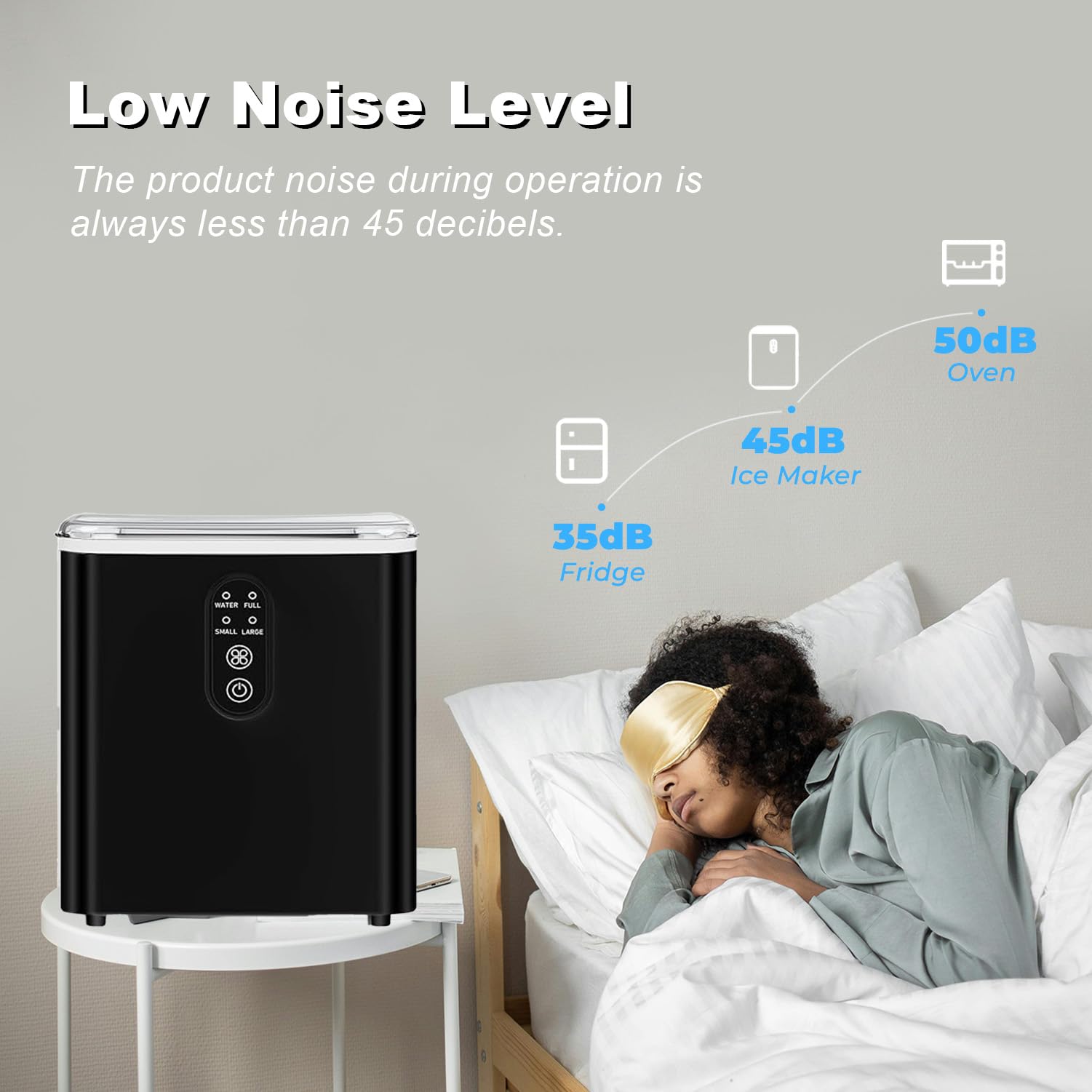 Countertop Ice Maker, Portable Ice Maker Machine 33lbs/24hrs, 2 Sizes Bullet Ice，With Ice Scoop And Basket, 9 Bullet Ice Ready In 6 Mins on Fridge.com - View 6