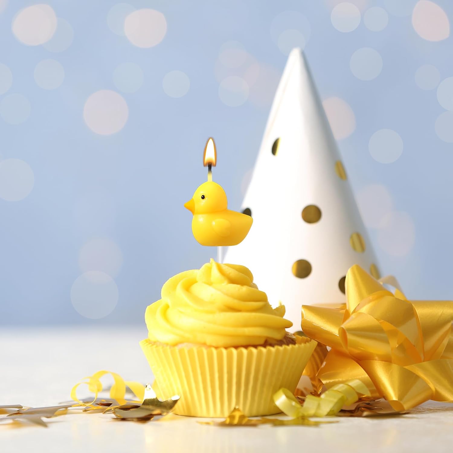 Coume 9 Pcs Yellow Duck Cake Candles Birthday Decorations for Kids
