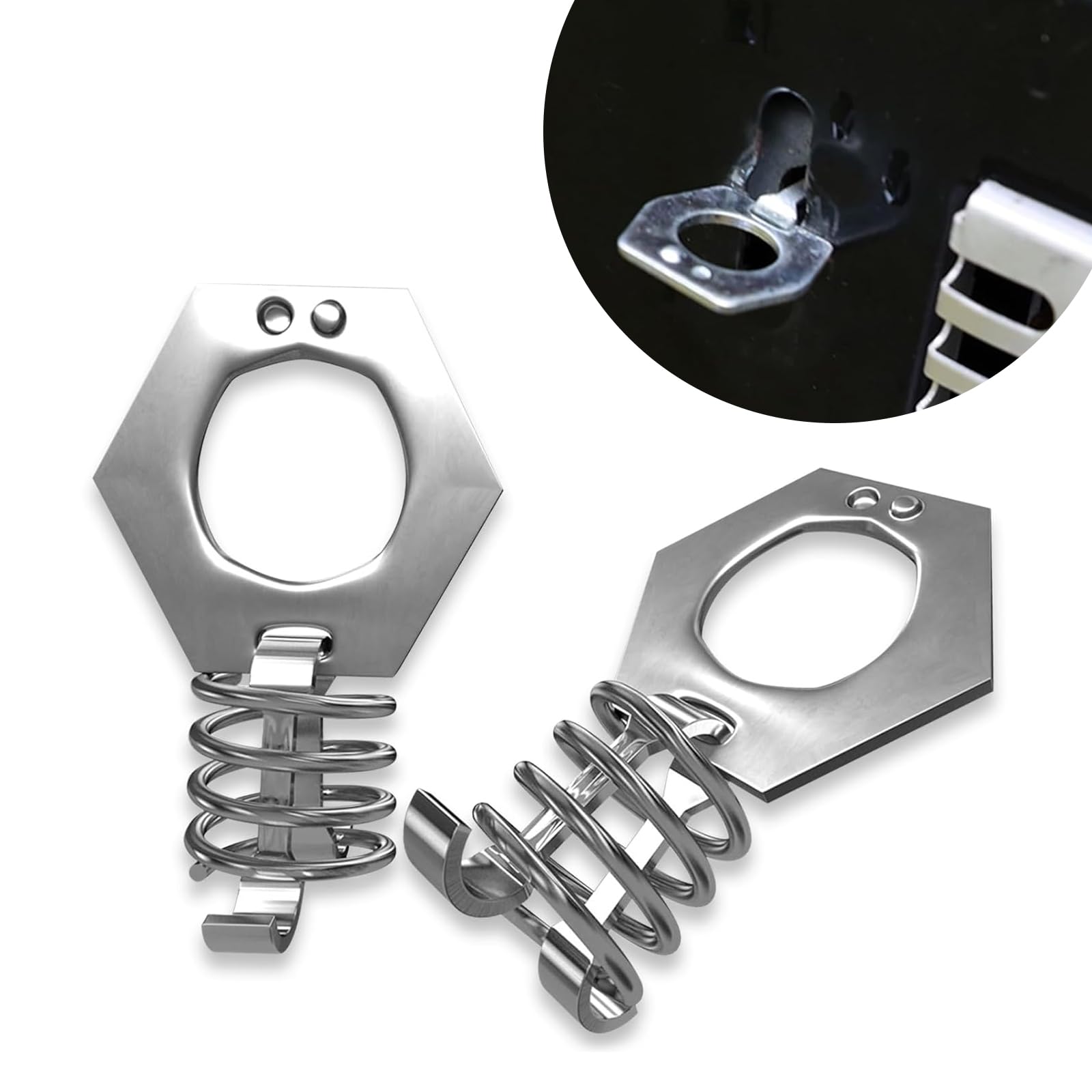 2 PCS RV Water Heater Cam Lock, 1.5" H Stainless Steel Rust-proof Water Heater Cover Latch Fastener Replacement, Easy to Operate Thumb Ring + Spring Fitting, Universal for RV Campers (Silver)