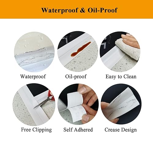 Miniatura 6 de Cinta de calafateo para cocina y baño, cinta de sellado impermeable autoadhesiva de PVC, moldura decorativa para fregadero de cocina, inodoro, ducha