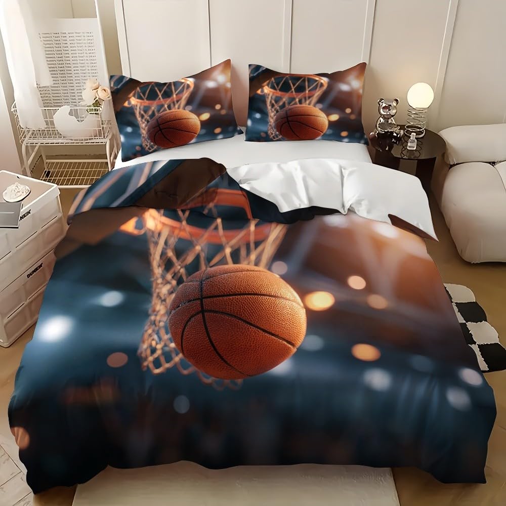 Housse de couette basketball parure lit 3 pièces imprimé 3D de qualité