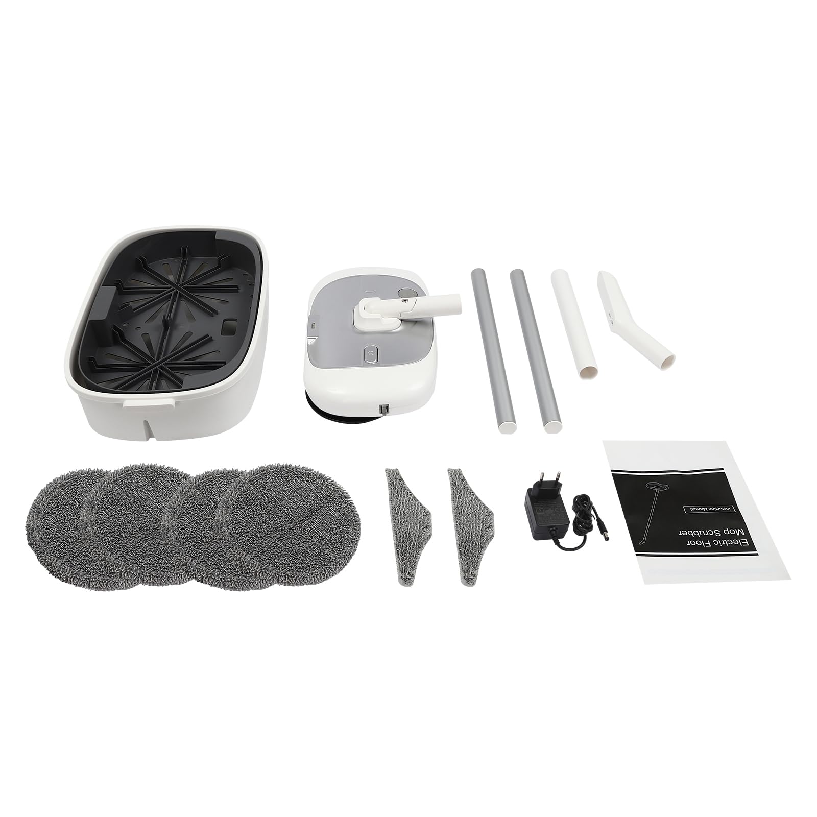 Mopa eléctrica inalámbrica, 40 W, 150 rpm, con cubo de limpieza, función de pulverización, 2000 mAh, depósito de 400 ml, 100 min, fregona eléctrica LED para azulejos, madera y laminado