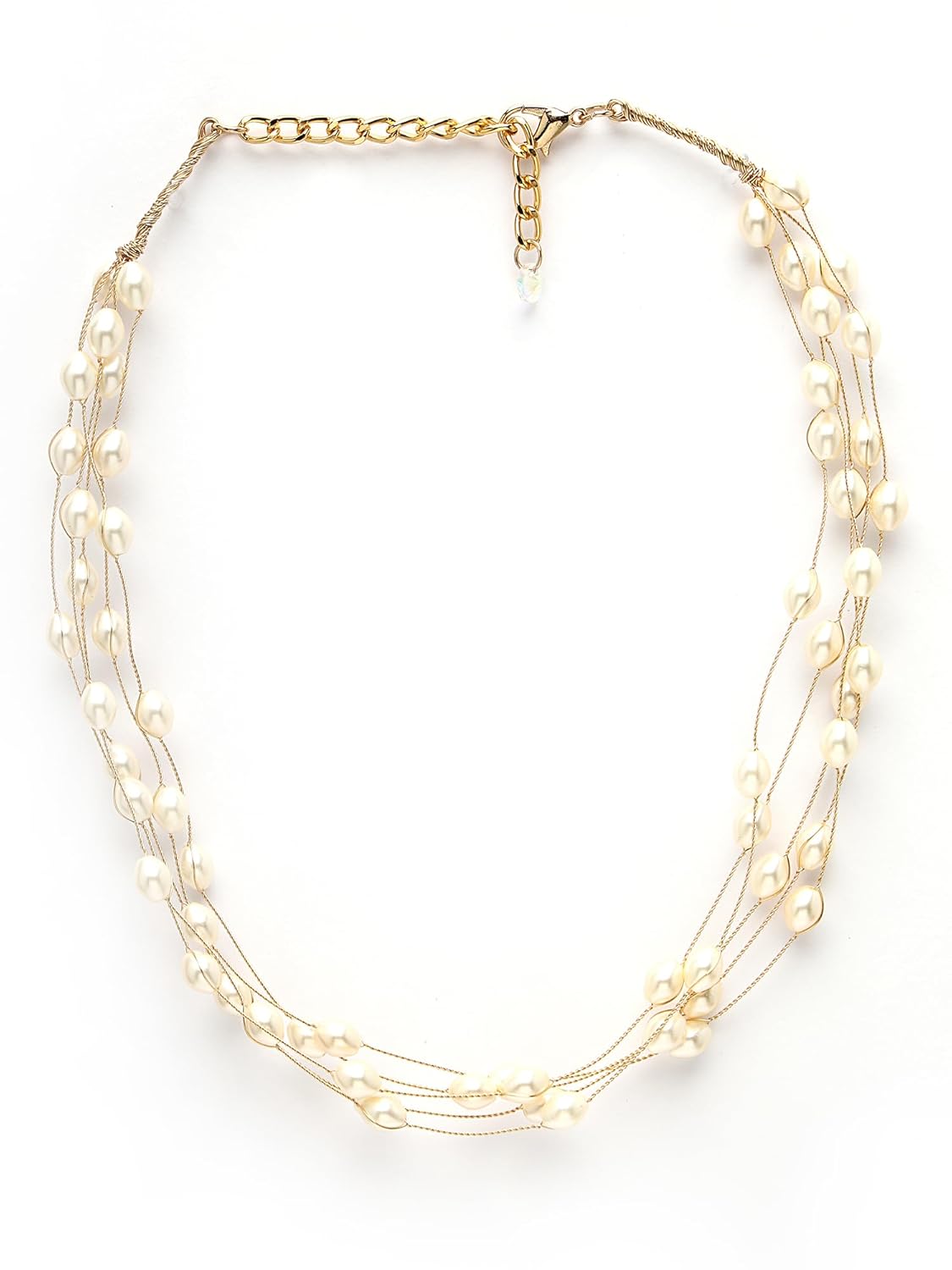 Karatcart Multilayer Gold Plated Round Pearl Chain Necklace for Women