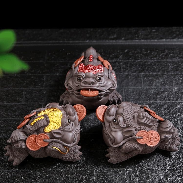 Crapaud doré bonne chance TUSUOD - Cadeau idéal pour amateurs de service à thé Kung Fu