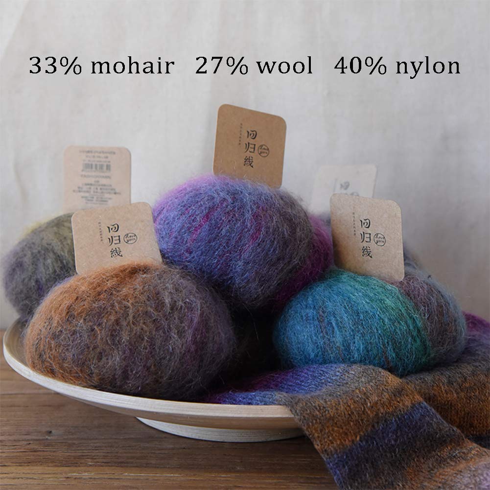 180G di Alta qualità Segmento Tinti Mohair gomitoli di Lana da lavori a Maglia e Maglieria, Sciarpa Maglione del Bambino, Morbido e Caldo,05