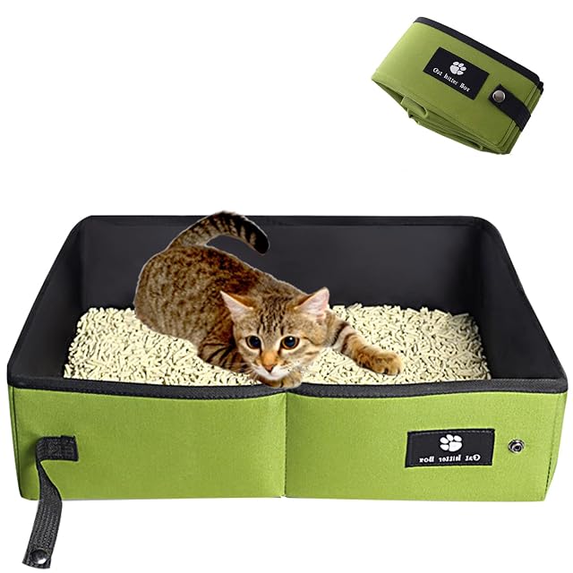 Caja de Arena para Gatos Plegable Portátil de Viaje, Suave