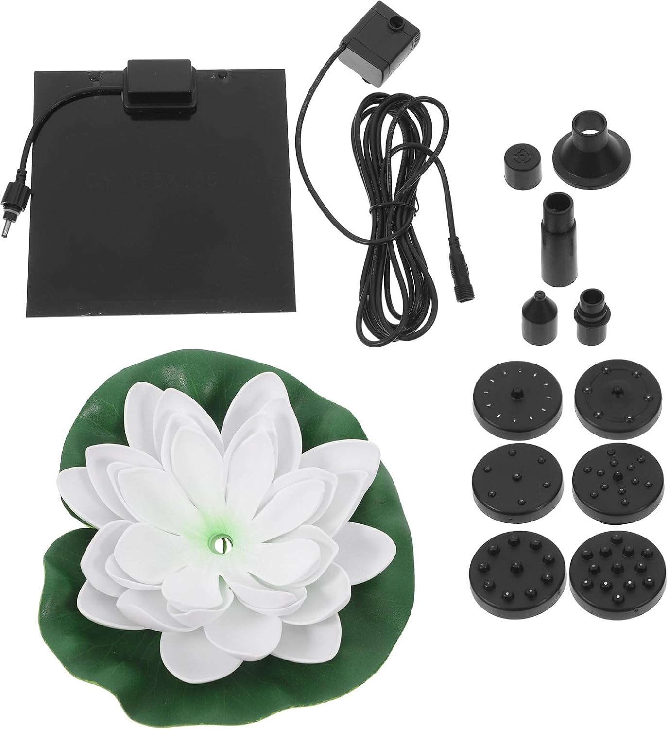 VOSAREA Solar Power Bird Bath Fountain 2.5w Floating Lotus Flower Design Solar Fountain for Small Ponds and Gardens, Laminated Board Material Creates Water Effects, for Courtyards