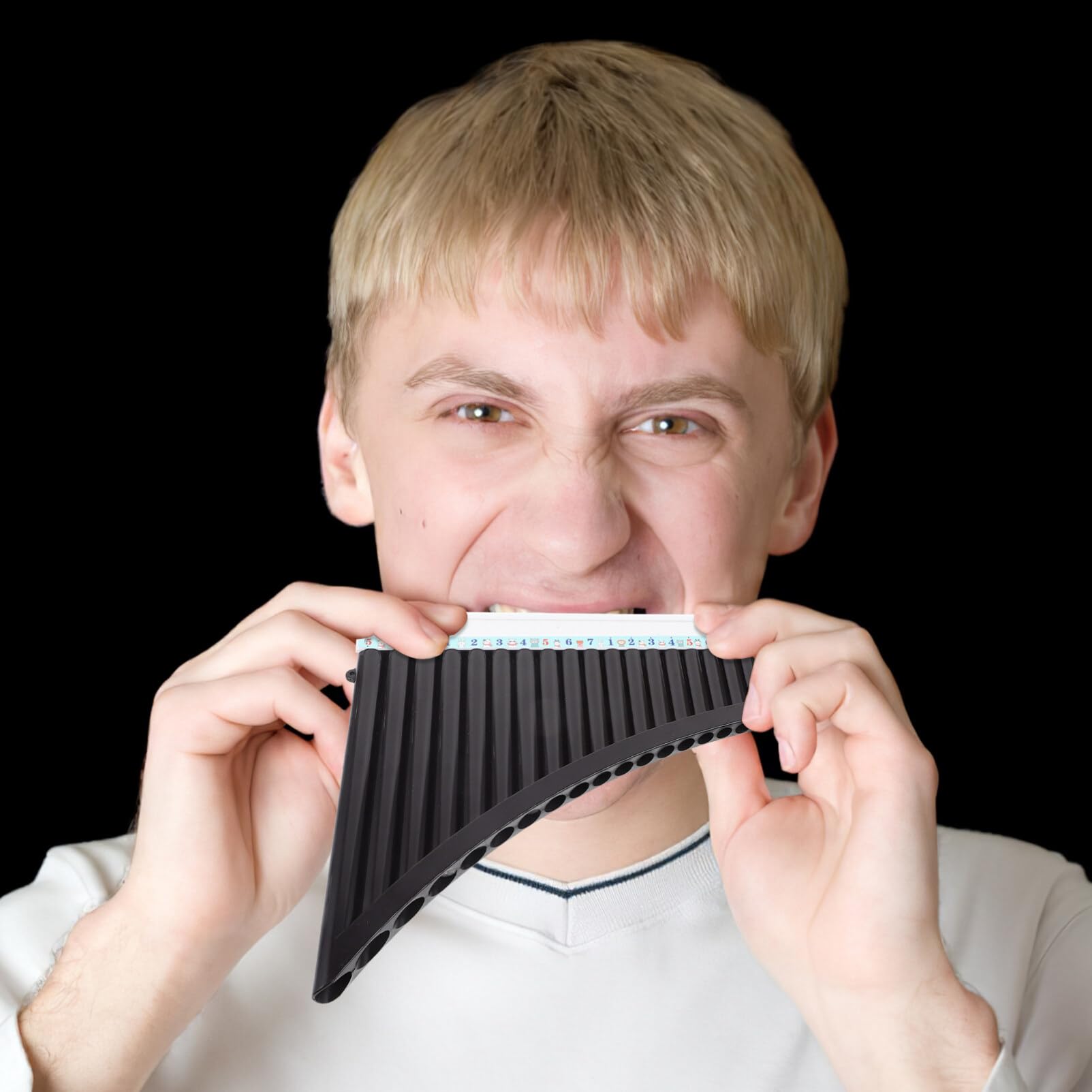 Alasum Pan Flute, 18 Pan Instrument Key of C with Notes for Beginners Learning Teaching