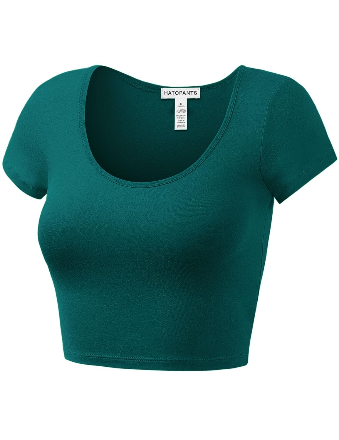 Women's Cotton Crop Tops Short Sleeve Scoop Neck Stretchy Casual Shirt