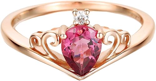 AMDXD Anillo de Compromiso Oro 18 K, Anillo Boda Corona Hueco Corazón Diseño 0.6