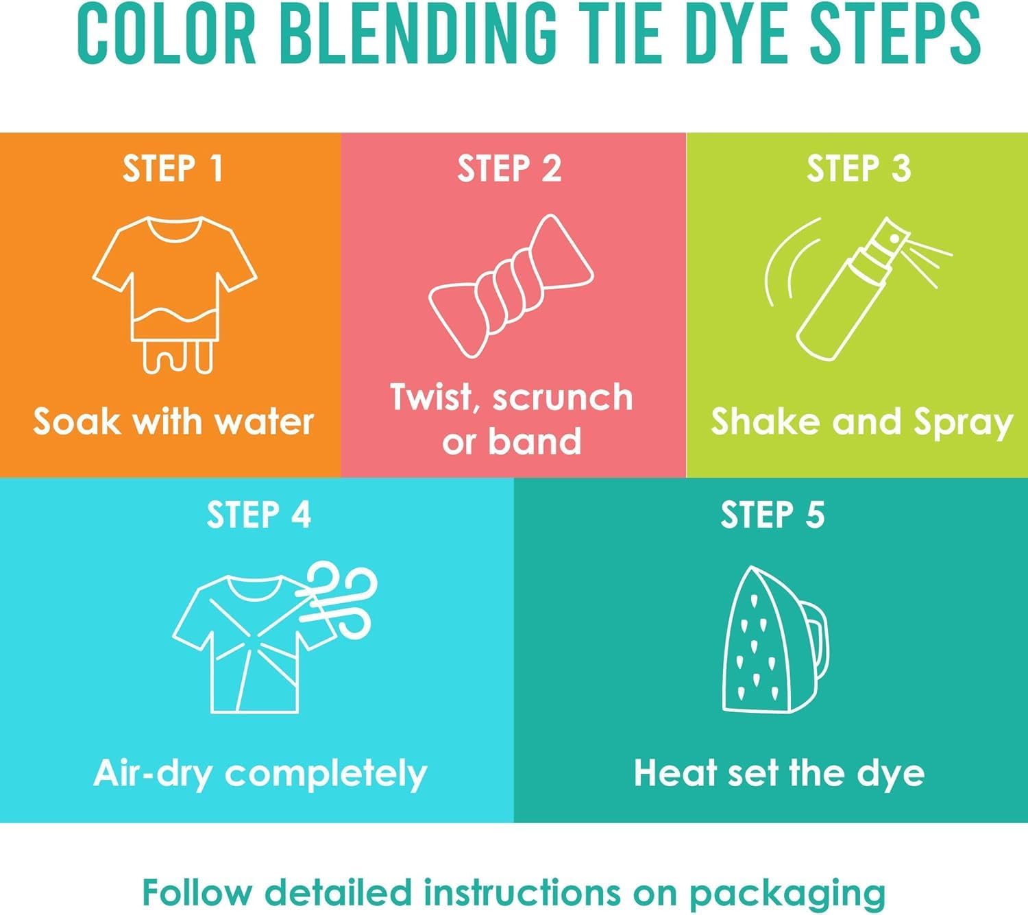 SEI 16 Pack Classic & Neon Tie Dye Spray Kit, Tye Dye Kits for Large Groups, Pre-Mixed Water Based Fabric Dye, Spray Bottle Included, Spray Paint for Clothes
