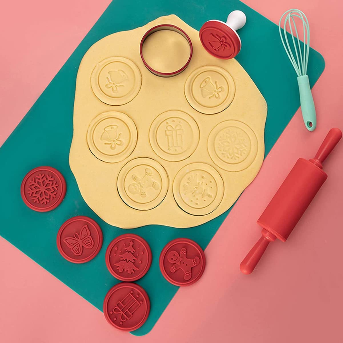 PRETYZOOM 5 Juegos sello de galleta anillos para hornear galletas Gelatina kitchen gadgets accesorios cocinita molde de galletas de navidad sello decorativo para galletas Acero inoxidable
