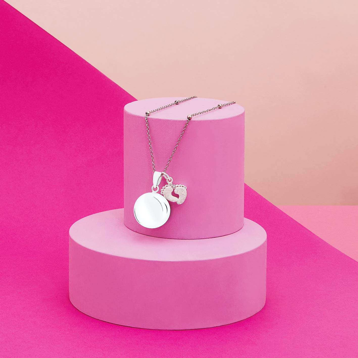 MAMIJUX Bola de Grossesse avec Pieds Pendentif et chaîne en Acier 110cm