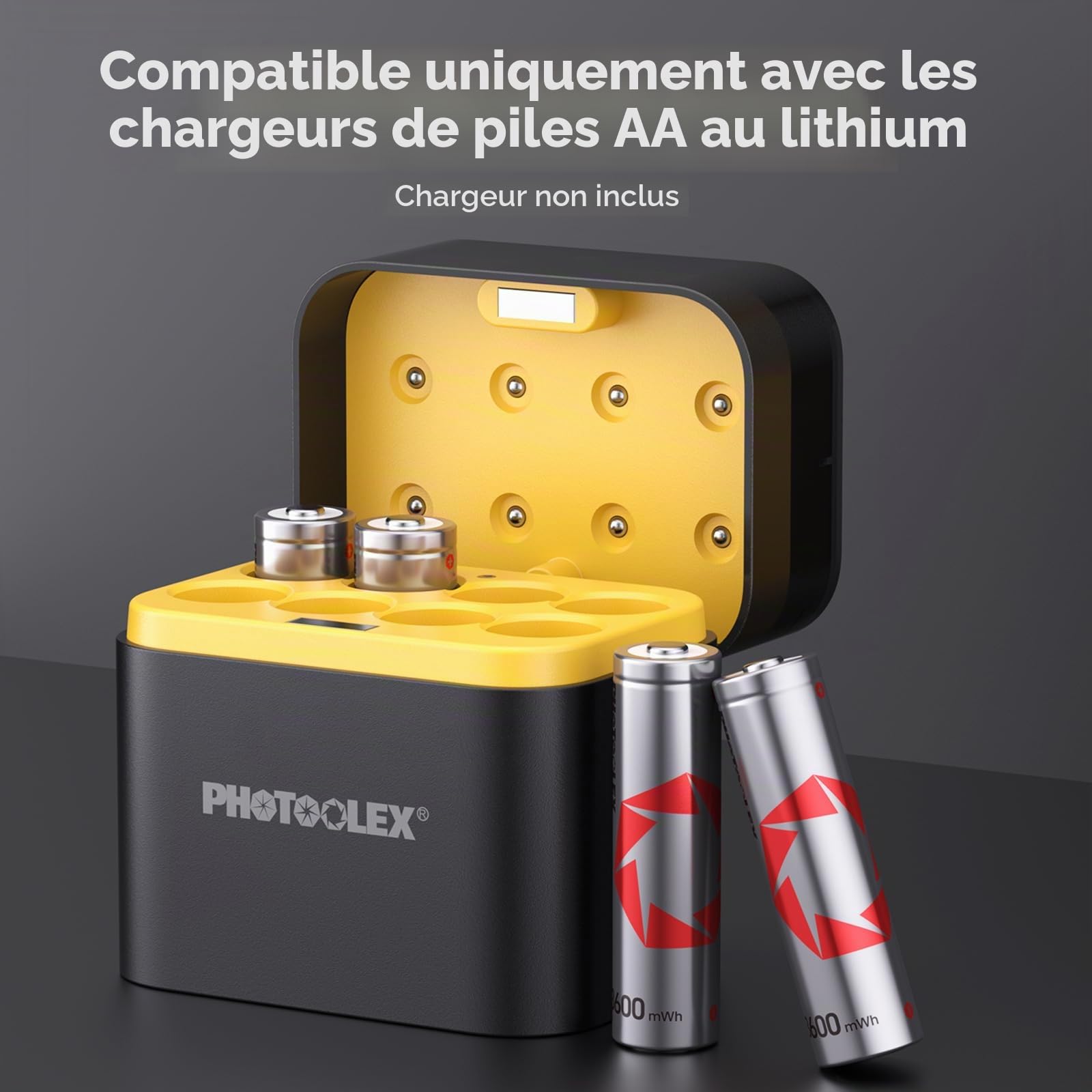 PHOTOOLEX Piles Rechargeables AA Lot de 8 3600mWh 1,5V Lithium HR6 Haute Performance Longue Durée