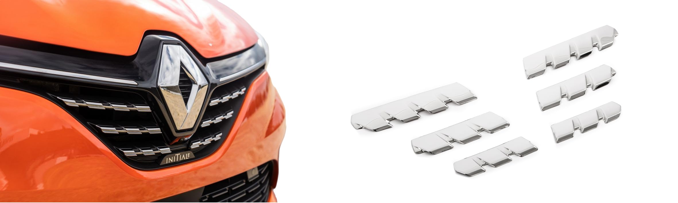 Chromowana kratka ze stali nierdzewnej, 6 szt. do Renault Clio V 2019+, srebrna