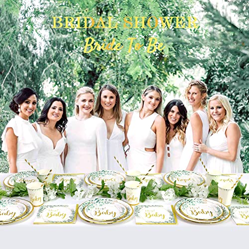 Heboland Sage Green Baby Shower Decorations Neutral Plates Set For 25 Guests, 125 Pieces Of Paper Plates Cups Napkins Straws For Baby Shower Bridal Shower Theme Party Supplies #TOP6