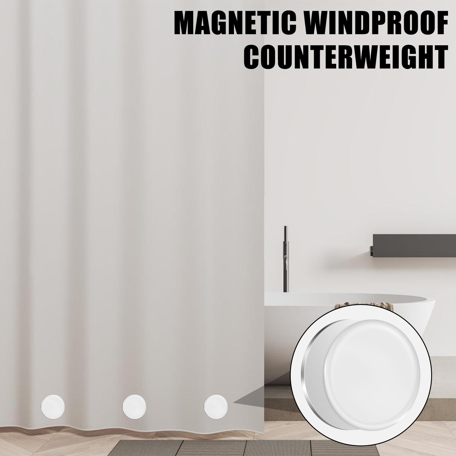 10 Stück Duschvorhang Beschwerer Magnet - 30g Schwarz Wasserfest