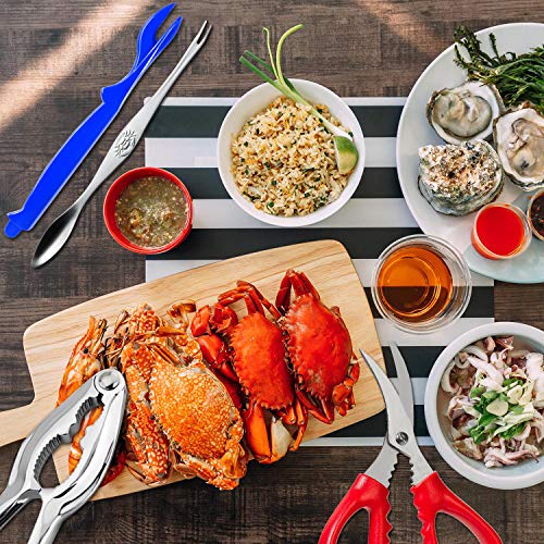 Crab and Lobster Tools - Crab Leg Crackers and Picks Set, Picks Knife for Crab, Shellfish Scissors Nut Cracker, Stainless Steel Seafood Utensils Crackers & Forks Cracker - Thumbnail 3