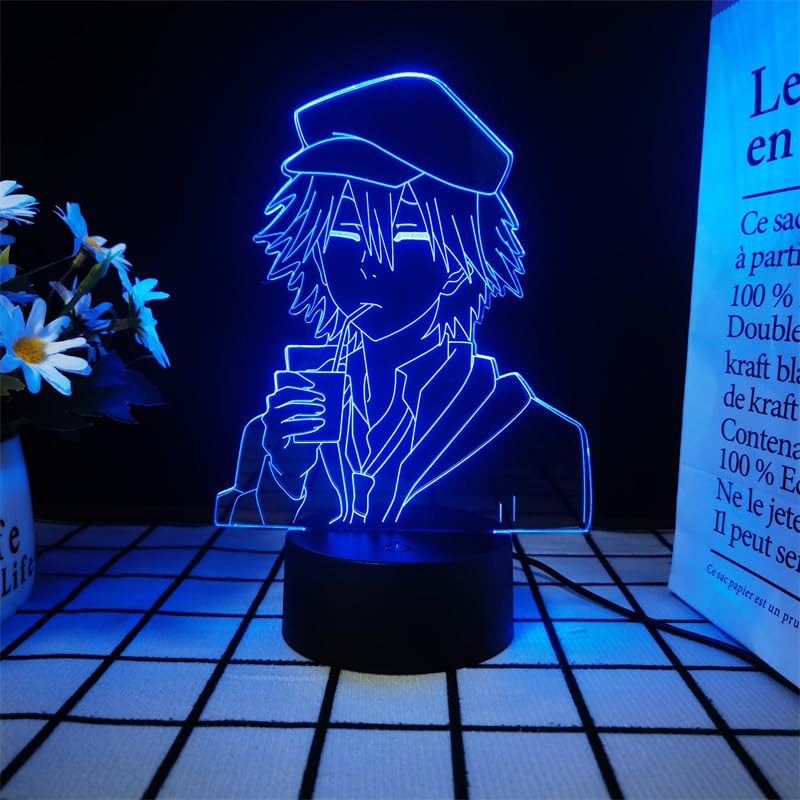 Xinchangda Bungo Stray Dogs Lamp, Anime Character Ranpo Edogawa 3D Illusion Lamp Night Light Touch Nightlight Christmas Birthday Creative Gift Sleep Light for Kids