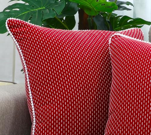 Image of mosey Cushion Cover 24x24 inch | Set of 2 | Red Cushion Covers 24 inch x 24 inch | Theme Throw Pillow Cover for Decoration Gift Decor