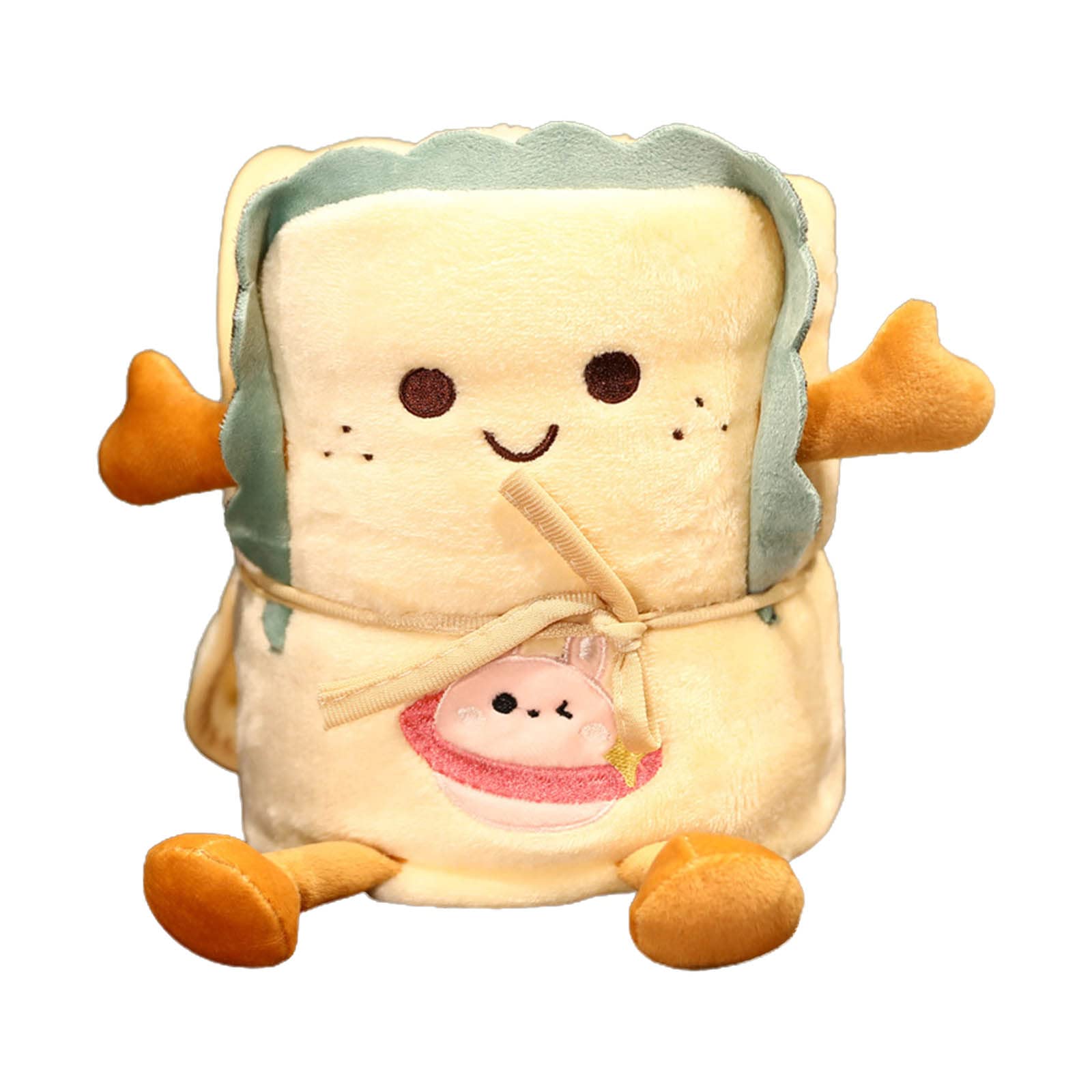 Buxuaaaa Warm Flannel Cute Bread Blankets Lovely Foldable Throw Shawl Blanket Flannel Wrap Travel Roll Blankets Blanket