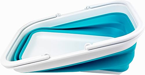 Miniatura 2 de SAMMART 2 pcs Set  25L (6.6 Gallon) Collapsible Plasic Laundry Basket &amp; 9.2L (2.37 Gallon) Collapsible Basket with handle (Laundry Basket+Handy