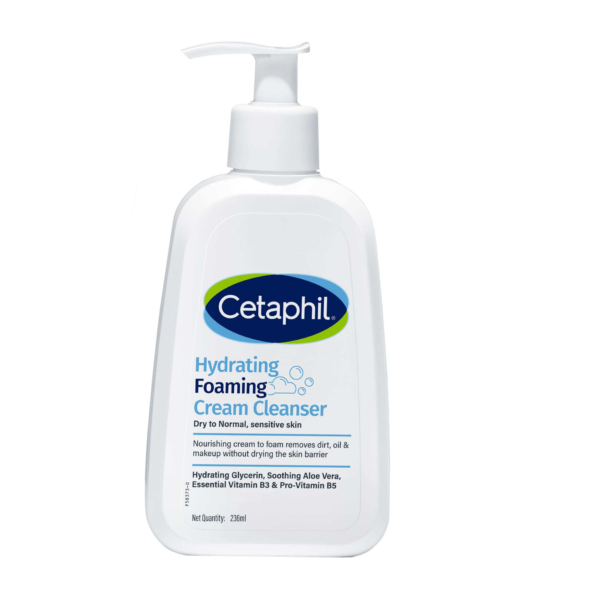 Cetaphil Hydrating foaming Face Wash, Cream to Foam Cleanser 236ml | Niacinamide, Pro-Vitamin B5 & and Aloe for Gentle Cleansing