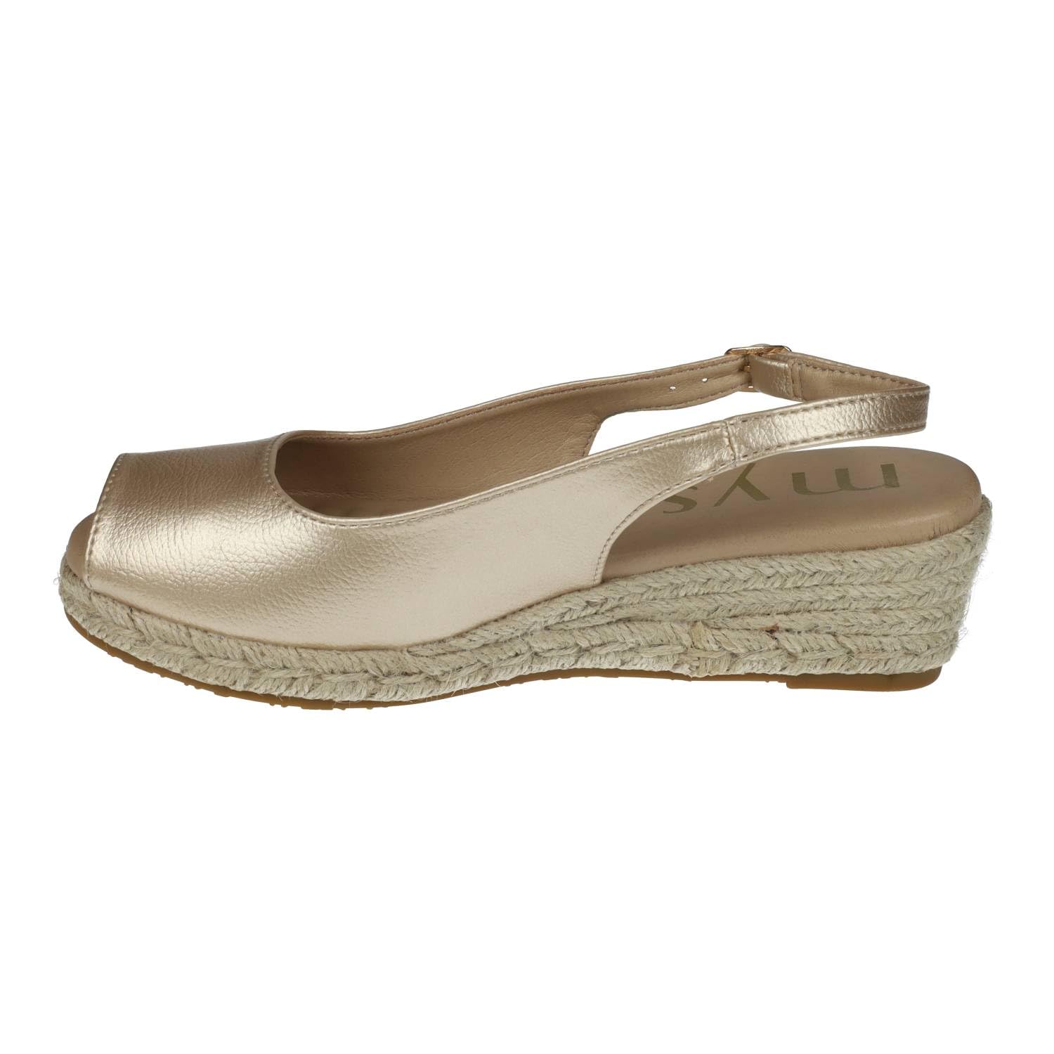 mysoft 25M100 damskie espadryle na koturnie platforma jutowa z otwartym palcem i regulowaną klamrą wygodne i eleganckie espadryle dla kobiet