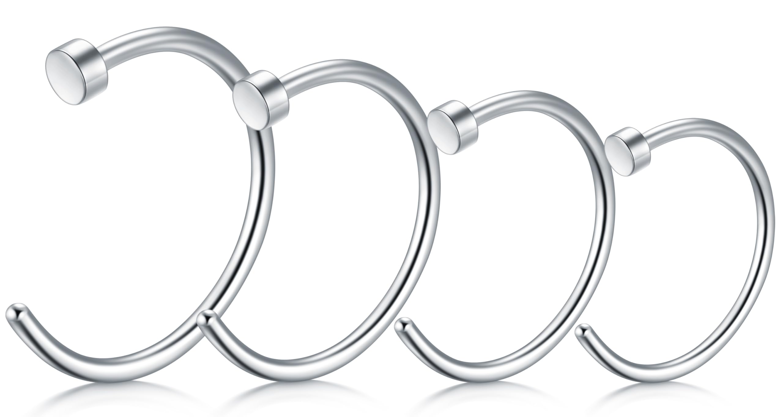 LAURITAMI Fake Piercing 20G Edelstahl Fake Nose Ring Hoop, C Form Nase Lippen Ohrring Tragus Septum Piercing Schmuck für Frauen Männer, 6/8/10/12mm Fake Nasenpiercing