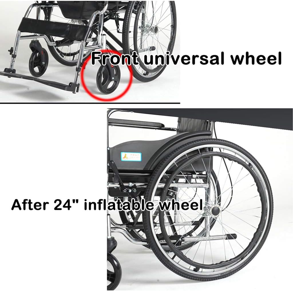 Wheelchairs with Commode, Folding Heavy Self Propelled Toilet Cart Scooter, with Toilet Cart Wheelchair for Elderly, Handicapped, and Disabled Users