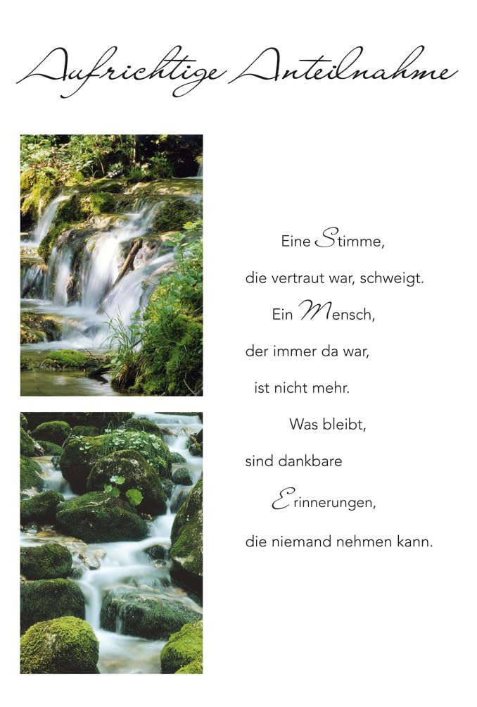 bsb Sympathy Card for Funeral - Waterfalls - with Envelope