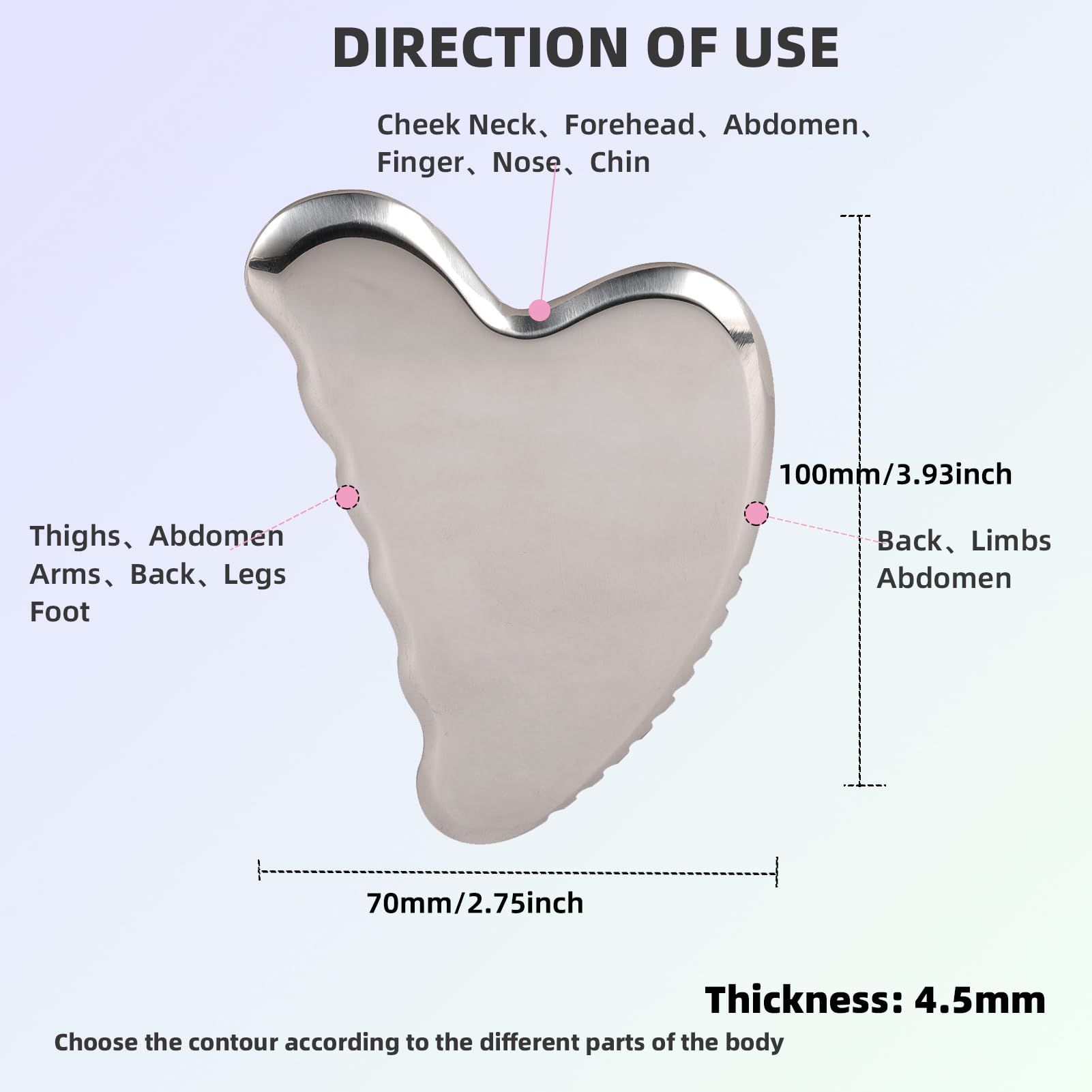 Gua Sha Herramienta de masaje raspado de acero inoxidable Herramienta de raspado muscular para terapia física facial Gua Sha masajeador inoxidable B