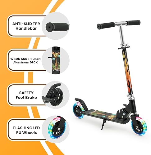 Miniatura 2 de TENBOOM Patinete para niños de 3 a 12 años  Patinete para niños con ruedas de luz LED y manillar ajustable de 3 niveles, ligero y plegable de 2