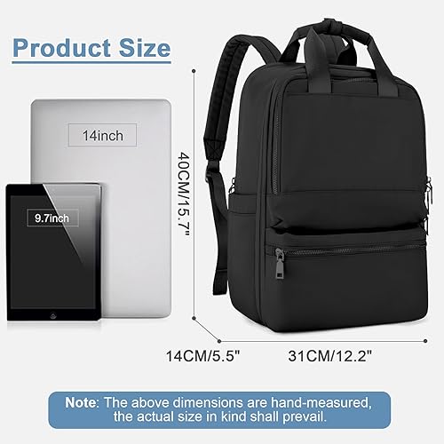Miniatura 3 de Mochila de viaje para laptop para mujeres, profesores, mochila de trabajo, bolsas de mano para aviones, mochila grande impermeable, Cadena A-negro,