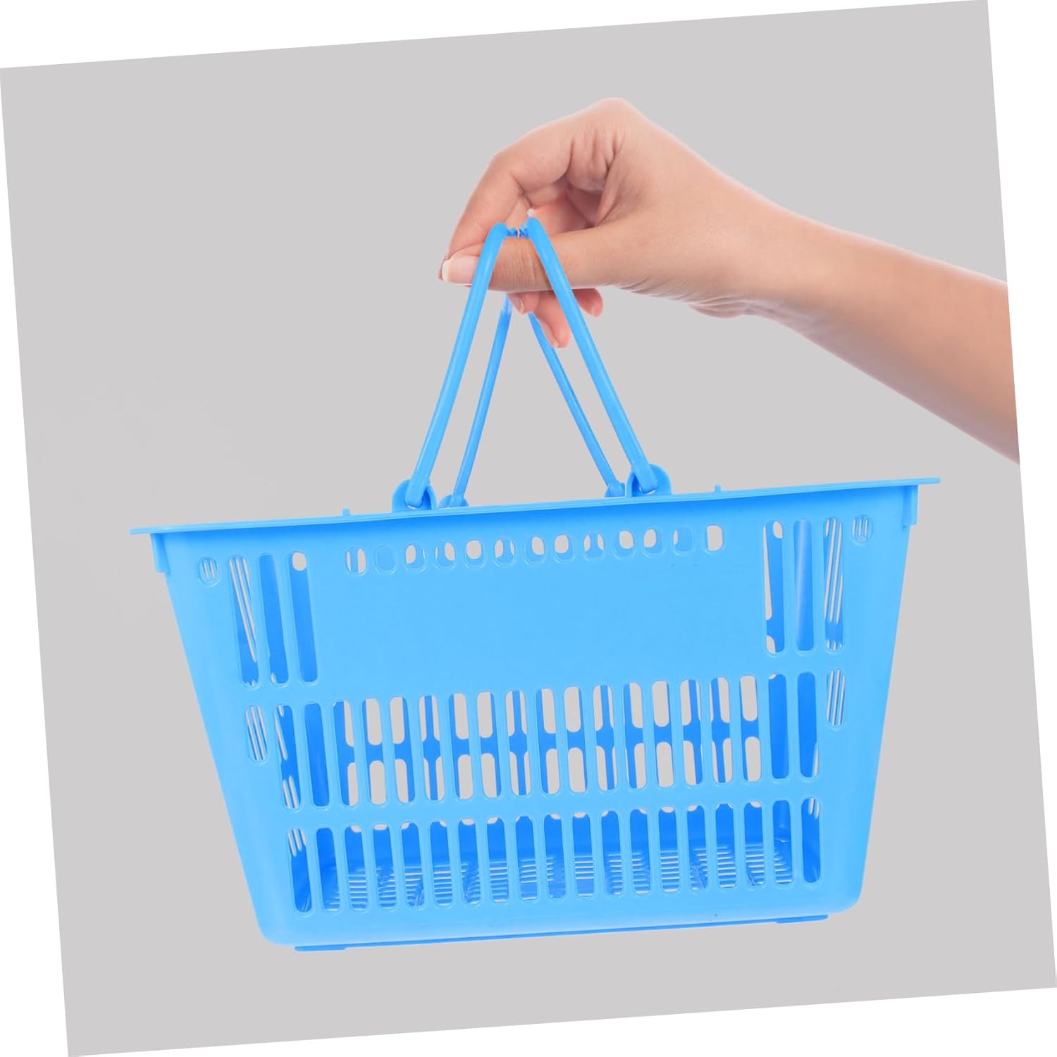 Ciieeo Thickened Plastic Shopping Basket with Handle Portable Grocery Storage Container for Supermarket Sturdy Organizing Basket for Home Essentials
