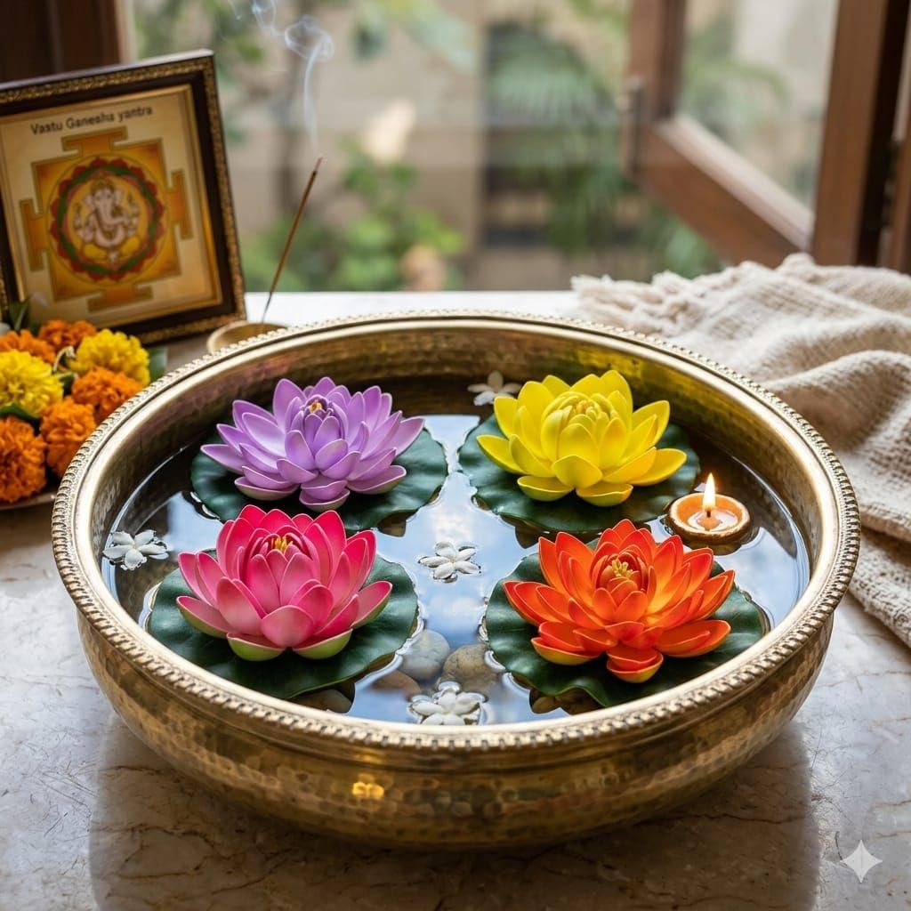 SAUDEEP INDIA Set of 2 Artificial Floating Lotus Flowers for Home Decor | Decorative Floating Flowers for Water Decoration Urli Bowl Aquarium Fountain Spa Decor Office Pooja Room(10x5cm)-image-44