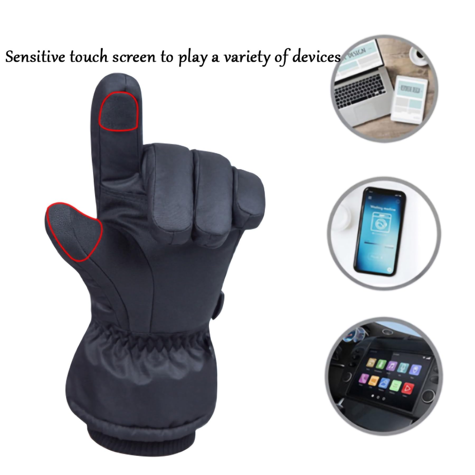 Guanti riscaldati ricaricabili da 7,4 V 3000 mAh for uomo e donna, guanti elettrici impermeabili toccabili con schermo, scaldamani, 3 modalità di temperatura, guanti scaldamani for l'inverno freddo al
