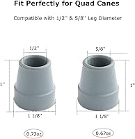 Vista 2 de Paquete de 4 puntas de bastón cuádruple de 1/2 pulgada de alta resistencia, puntas de goma de repuesto de metal resistente para arandela de metal