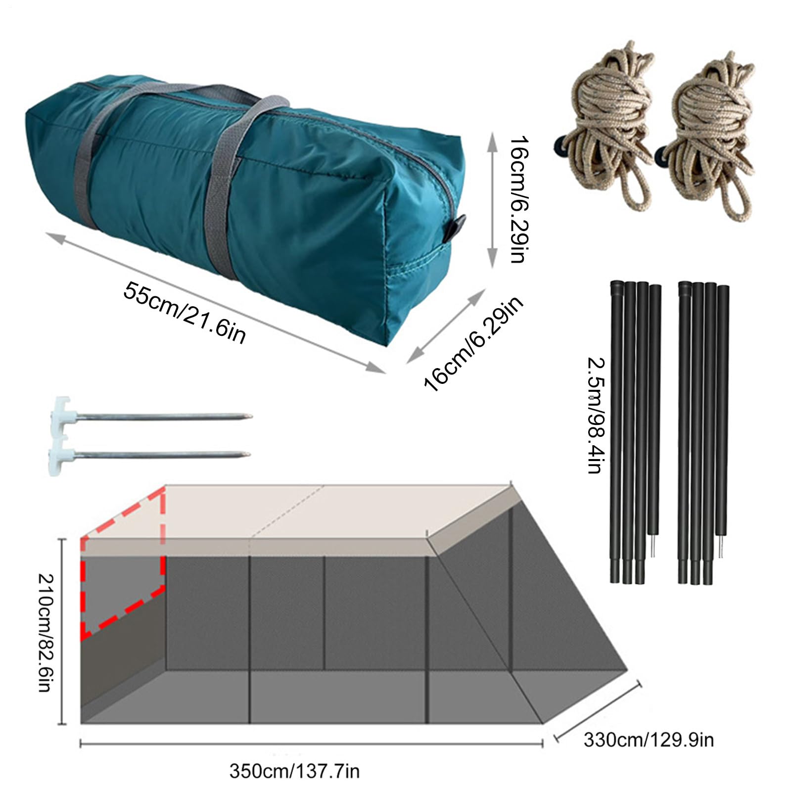 Generisch - Tenda per portellone posteriore, schermo di protezione UV NET | – tende – 137,8 x 118,11 x 82,68 in tenda da campeggio, tetto auto, tenda antivento per viaggi all'aperto