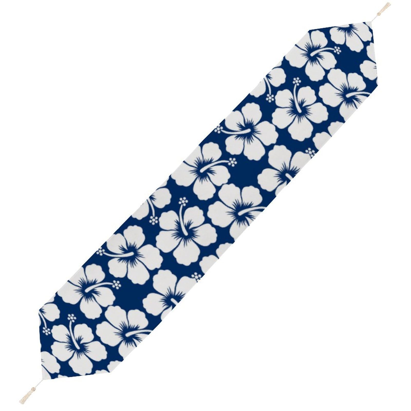 JZemdybill 200*33cm Table Runner with Tassel, Flower Hawaiian Style Table Runner, Table Decoration for Kitchen, Party, Restaurant