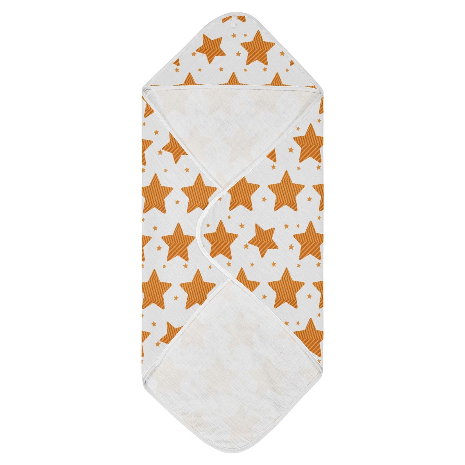 Msyxl Striped Stars Hooded Towel - Ultra Soft & Absorbent Muslin Cotton Bath Towel for Babies, Toddlers, Newborn - Boys & Girls Essential 35
