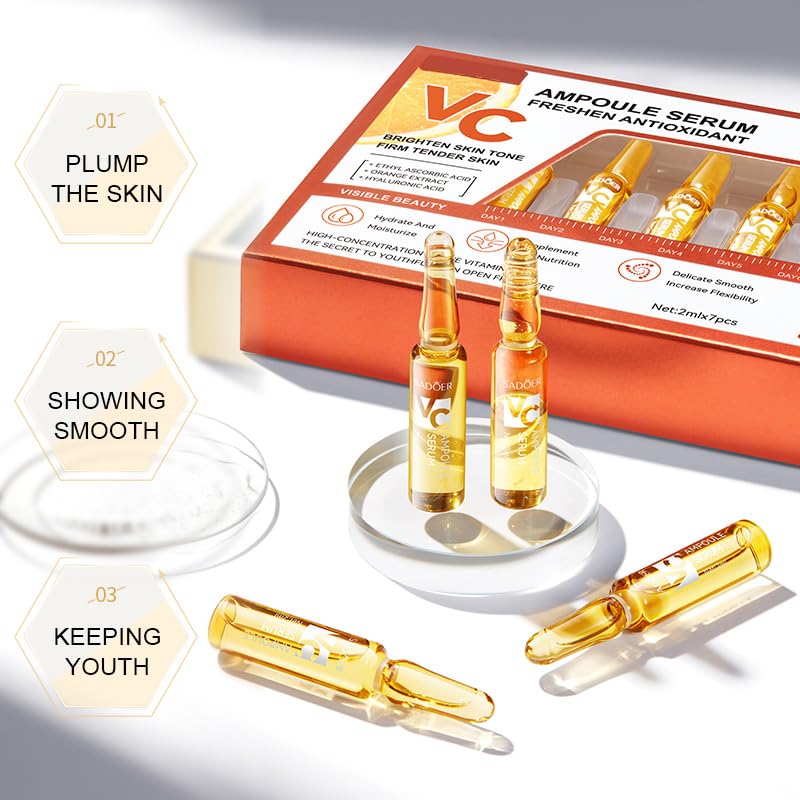 Miniatura 4 de Suero facial con vitamina C al 23%  Iluminador, reafirmante, hidratante, corrección de manchas oscuras y suero de células madre antienvejecimiento