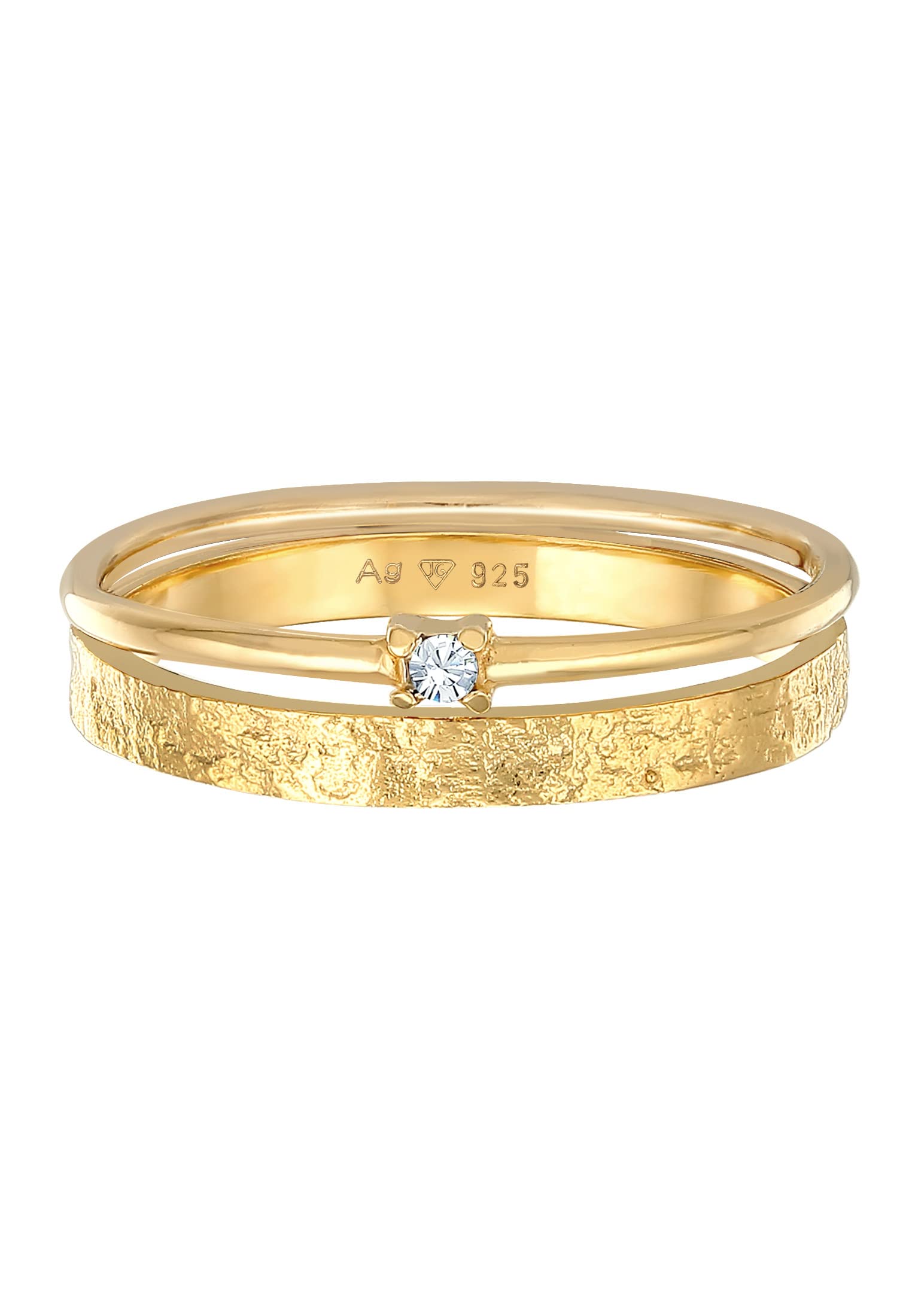 Elli Ring Damen Stapel 2er Set Solitär mit Glaskristall 925 Silber