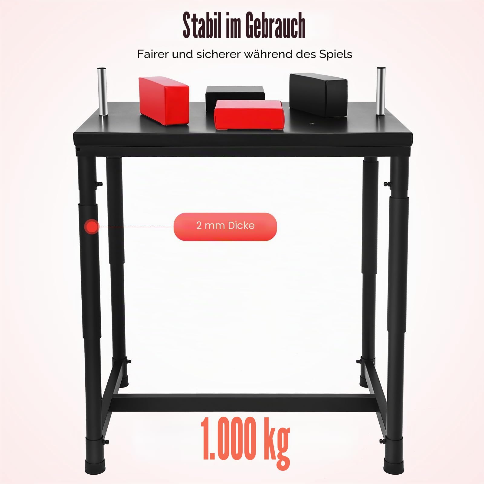 Professioneller Armdrücktisch, Standard Armdrück-Tisch mit verstellbaren Ellenbogenauflagen, Wrestling Tablett, Armwrestling-Kampftisch Krafttrainingsgerät, 1000 kg Tragfähigkeit