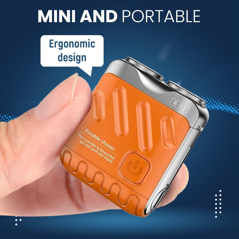 Rasoio elettrico rotativo portatile a doppio anello, rasoio elettrico da uomo, mini rasoio elettrico ricaricabile portatile con Ipx7 impermeabile bagnato/asciutto (nero)