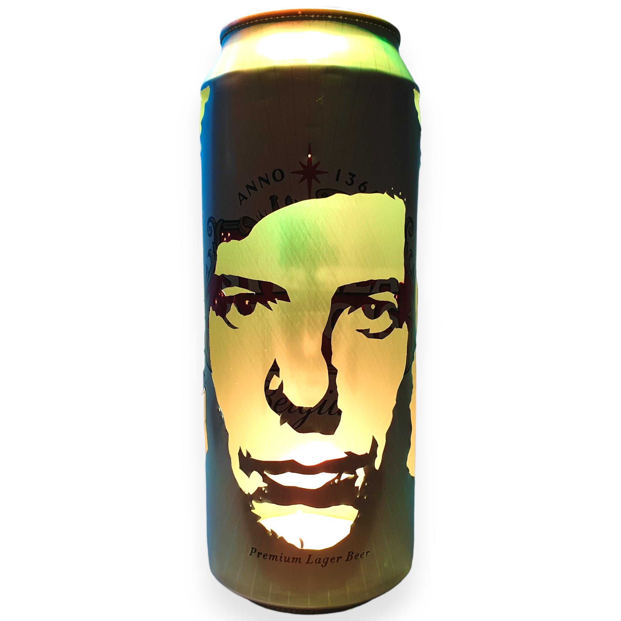 Leonard Cohen Beer Can Lantern! Hallelujah, Pop Art Portrait Lamp, Unique Gift!