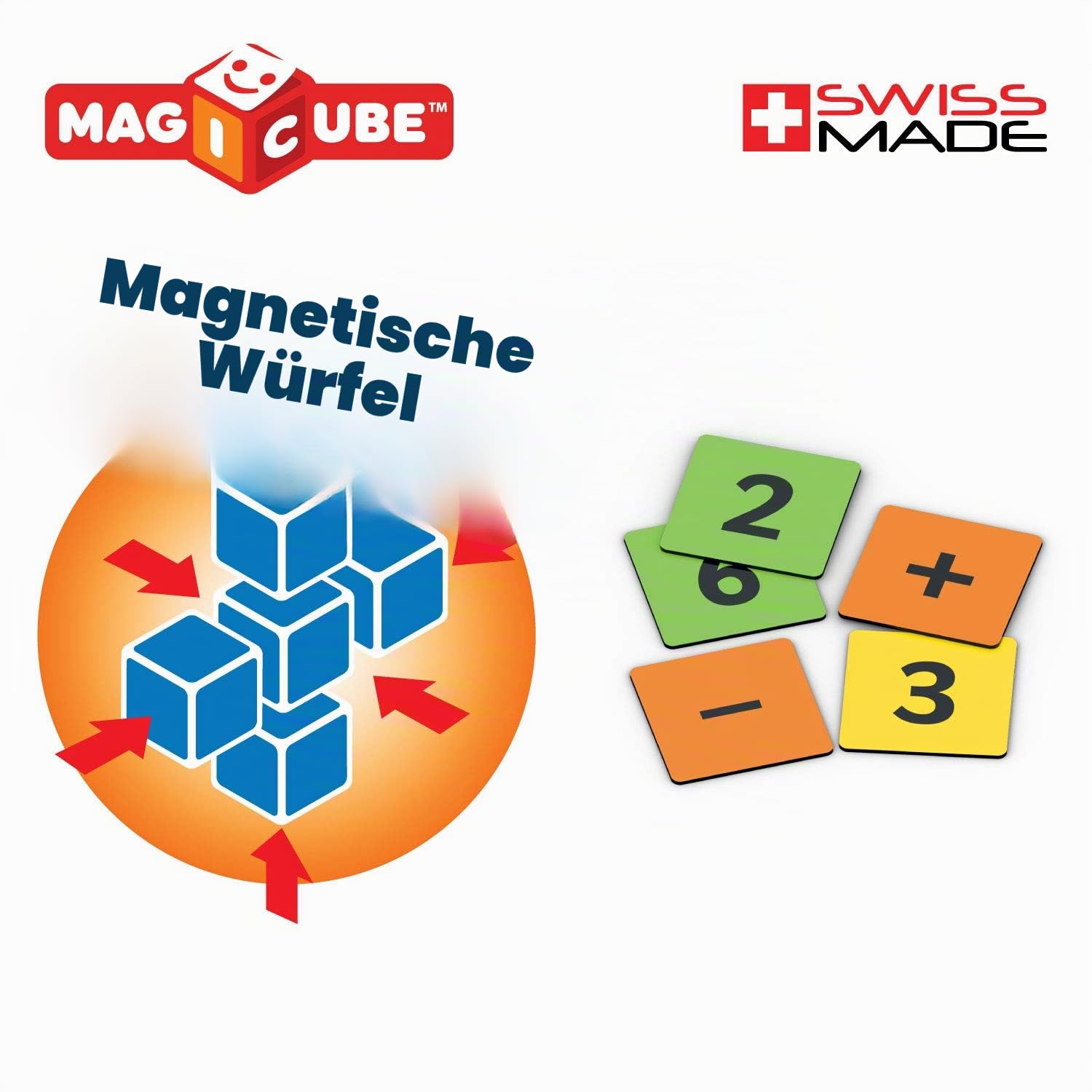 Geomag Magicube Maths Building 16 Magnetwürfel + 45 Clip Magnetisches Spielzeug für Kinder, Geschenk für Jungen und Mädchen im Alter von 1 2 3 4 5 6 Jahren, Montessori magnetische Konstruktionen