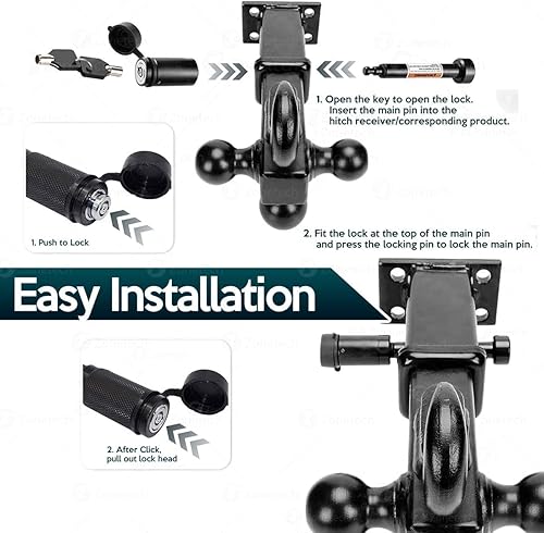 Miniatura 4 de ZONETECH Cubierta de enganche de bandera estadounidense táctica de Estados Unidos y bloqueo de receptor de enganche de remolque de 2 pulgadas