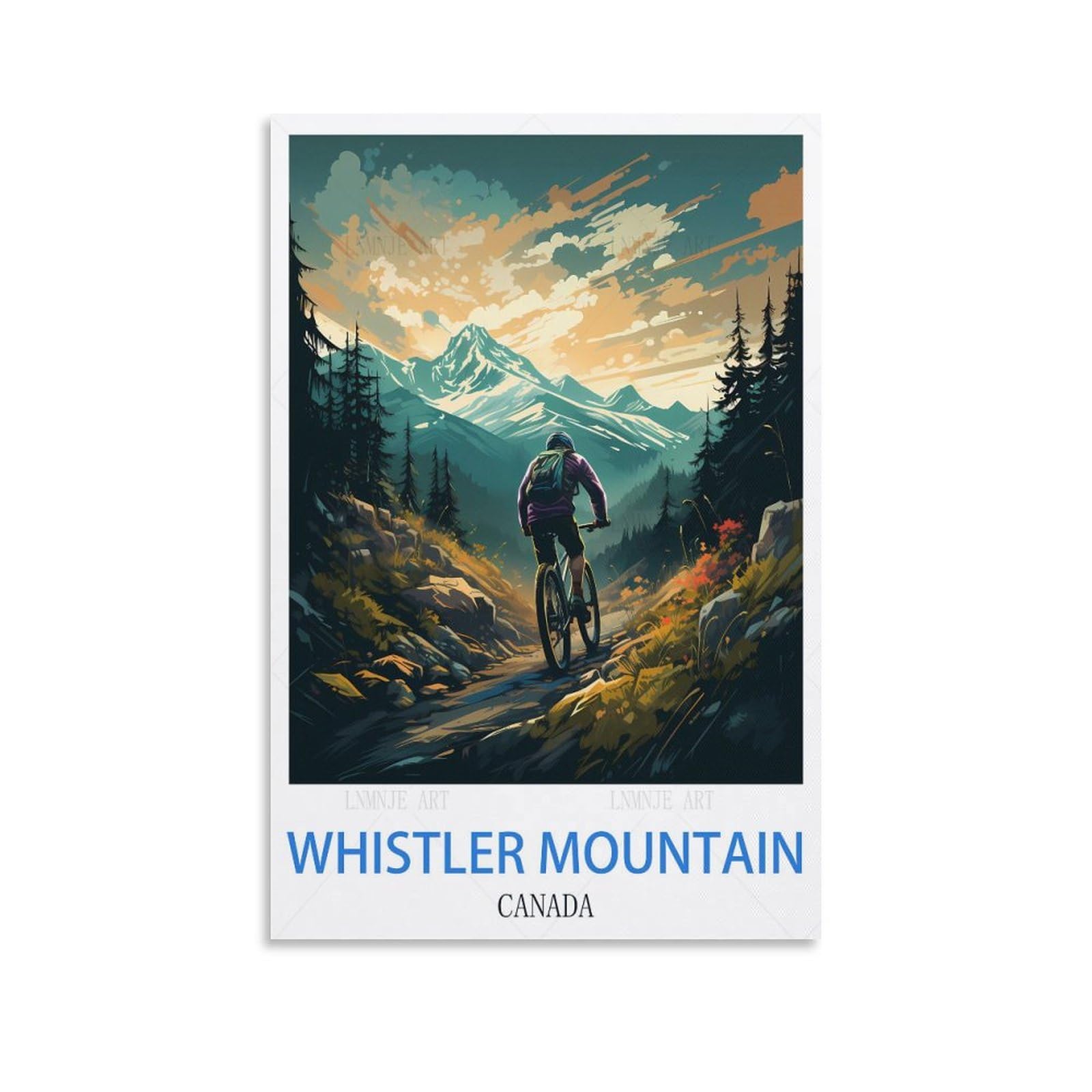 Unniq Unframe-Style Whistler Mountain Canada Vintage Travel Posters 16X24inch(40X60cm) Canvas Painting Wall Art, Wall Decor Pictures Prints For Living Room Bedroom