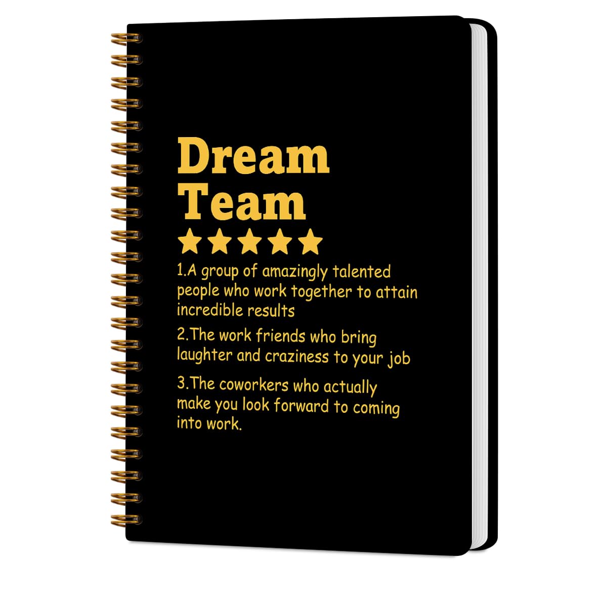 CQM Dream Team Definition Gold Hardcover Spiral Notebooks for Work, Notebook College Ruled, Team Gifts for Employees Colleague Work Bestie Friend, Notepads Lined Travel Planner Journal for Writing — image 1